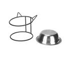Raised Pet Bowls Cute Cat Ears Shape Stainless Steel Elevated Dog Feeder Bowl With Stand For Cats Dogs