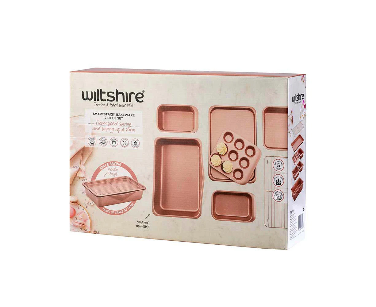 7pc Wiltshire Rose Gold Smart Stack Non-Stick Bakeware/Cookware Kitchen Set