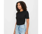 Target Australian Cotton Rib Layer T-Shirt - Black