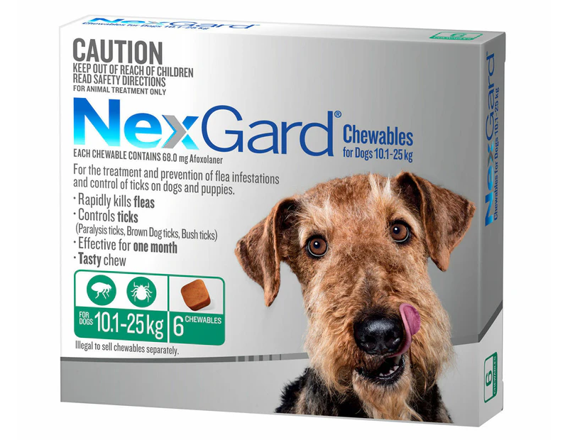 NexGard Flea & Tick Chews for Dogs 10.1-25kg 6pk