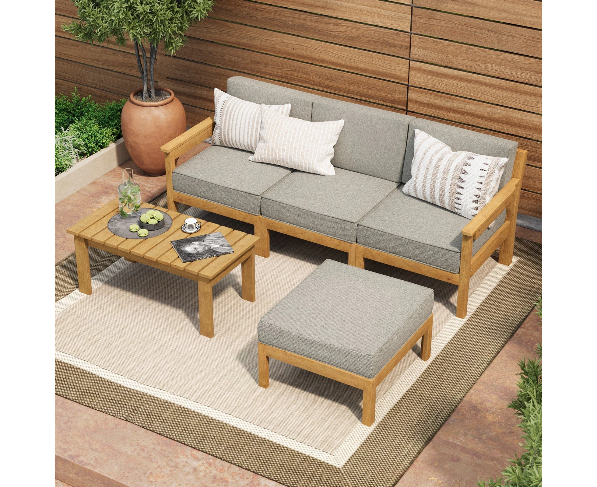 Livsip 5PCS Outdoor Furniture Sofa Set Lounge Setting Garden Patio