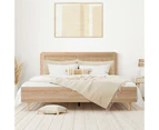 Oikiture Bed Frame Queen Size Wooden Bed Frame Rattan Headboard