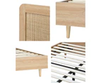 Oikiture Bed Frame Queen Size Wooden Bed Frame Rattan Headboard