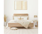 Oikiture Bed Frame Single Size Wooden Bed Frame Rattan Headboard