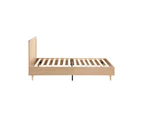 Oikiture Bed Frame Single Size Wooden Bed Frame Rattan Headboard