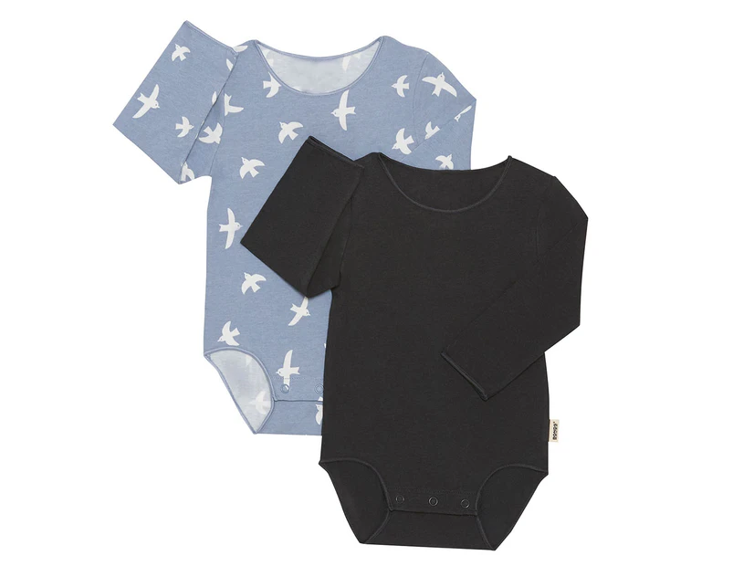 Bonds Baby Wonderbodies Long Sleeve Bodysuit 2-Pack - Skybird Delight Blue/La Femme Nikita