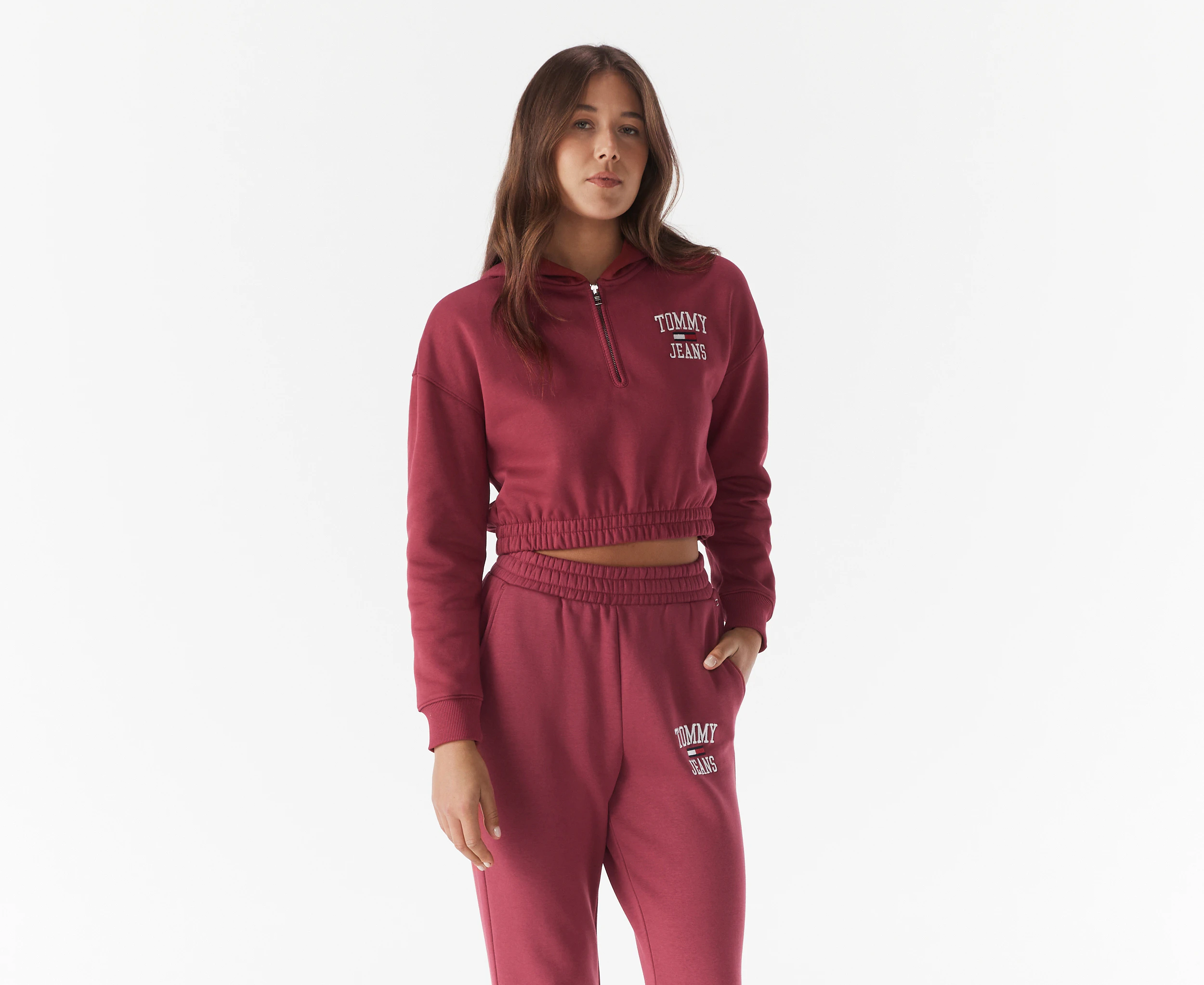 Tommy Jeans Women's Super Cropped College Logo Hoodie - Deep Sea Rose