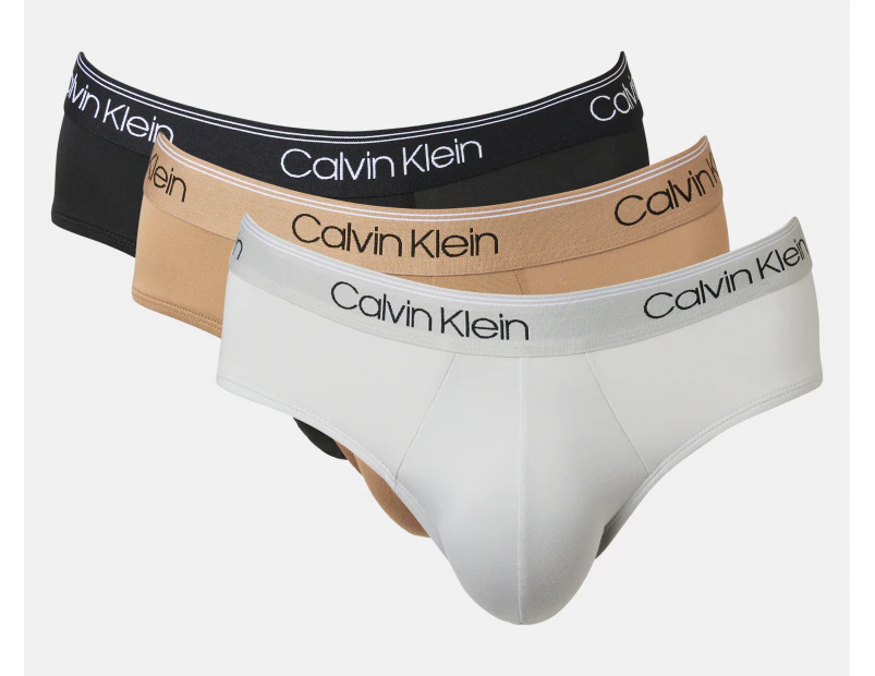 Calvin Klein Men's Microfibre Stretch Hip Briefs 3-Pack - Black/Beige/White