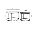 Oikiture Set of 2 Coffee Table Round Nesting Side End Table White & Grey