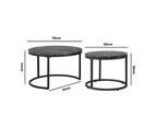 Oikiture Set of 2 Coffee Table Round Nesting Side End Table Black