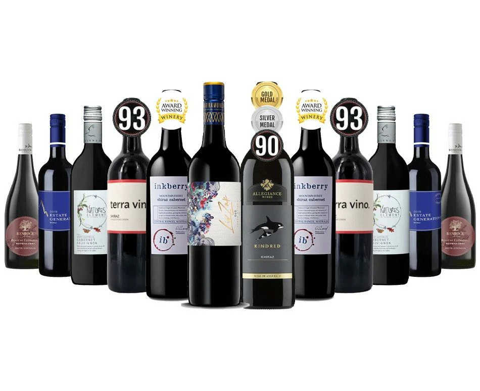 Stellar Premium Red Wines Mixed - 12 Bottles including wine from 5 Star Rated Winery with Gold & Silver Award wines