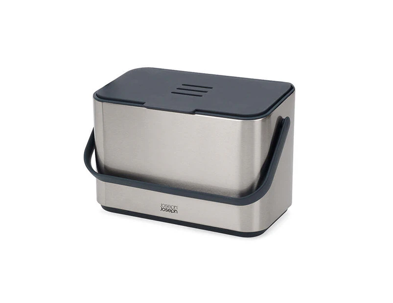 Joseph Joseph Collect 4L/30cm Food Waste Caddy Stainless Steel Storage Bin Grey