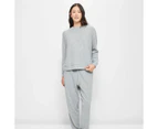 Target Cosy Knit Rib Long Sleeve Sleep Top - Grey