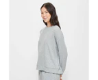 Target Cosy Knit Rib Long Sleeve Sleep Top - Grey