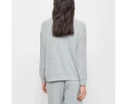 Target Cosy Knit Rib Long Sleeve Sleep Top - Grey