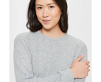 Target Cosy Knit Rib Long Sleeve Sleep Top - Grey