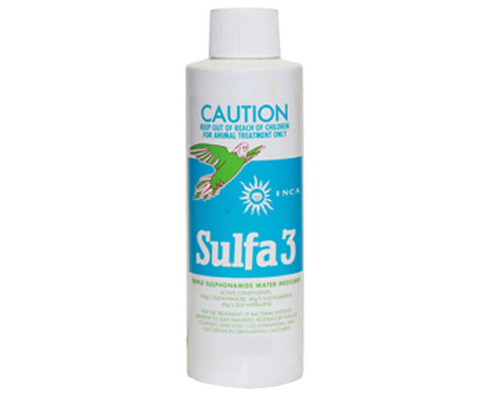 Inca Sulfa 3 Water Medicant Cage Birds Treatment Solution 125ml