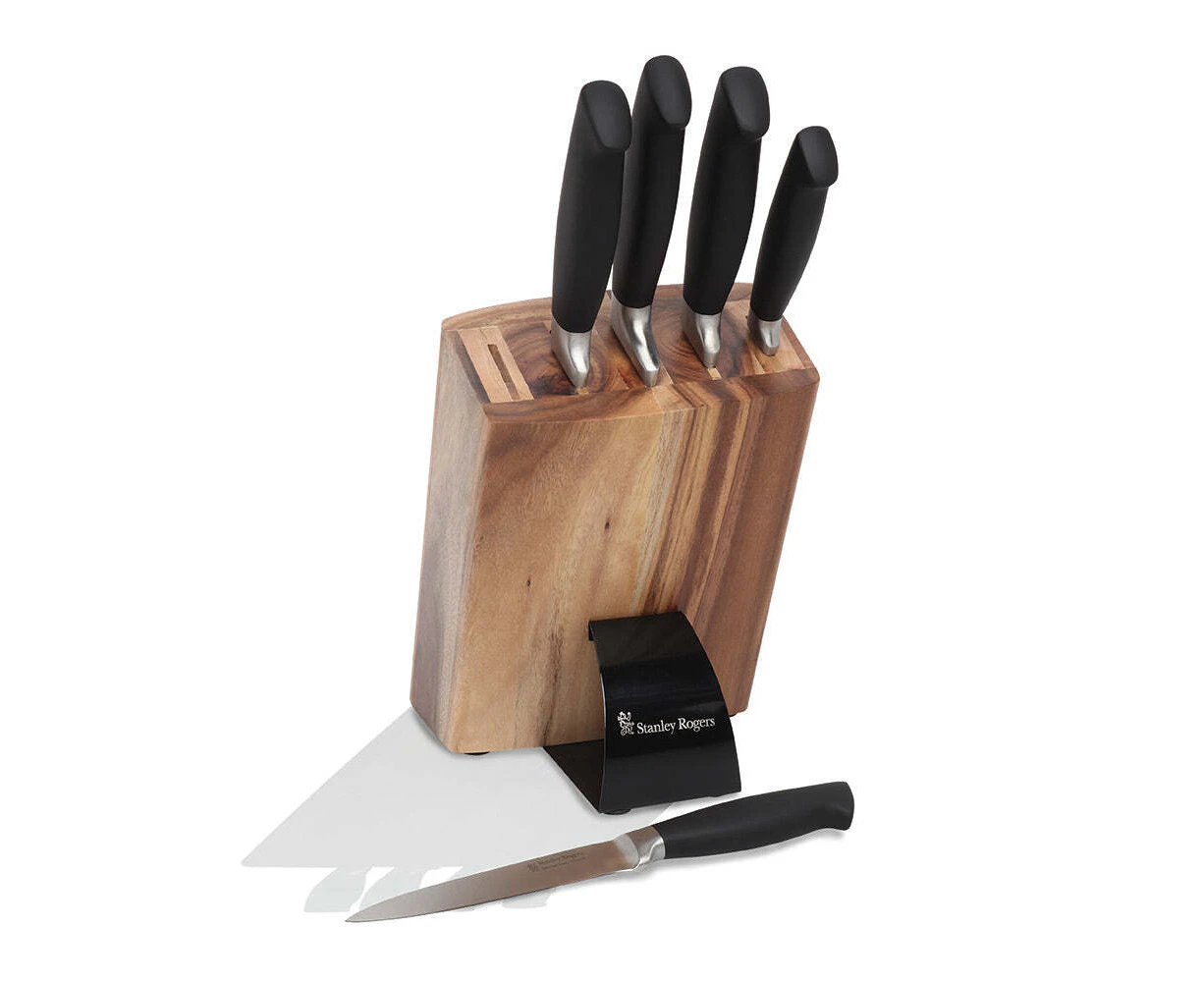 Stanley Rogers 6pc Quikdraw Stainless Steel Kitchen Chef Knife Block Full Set