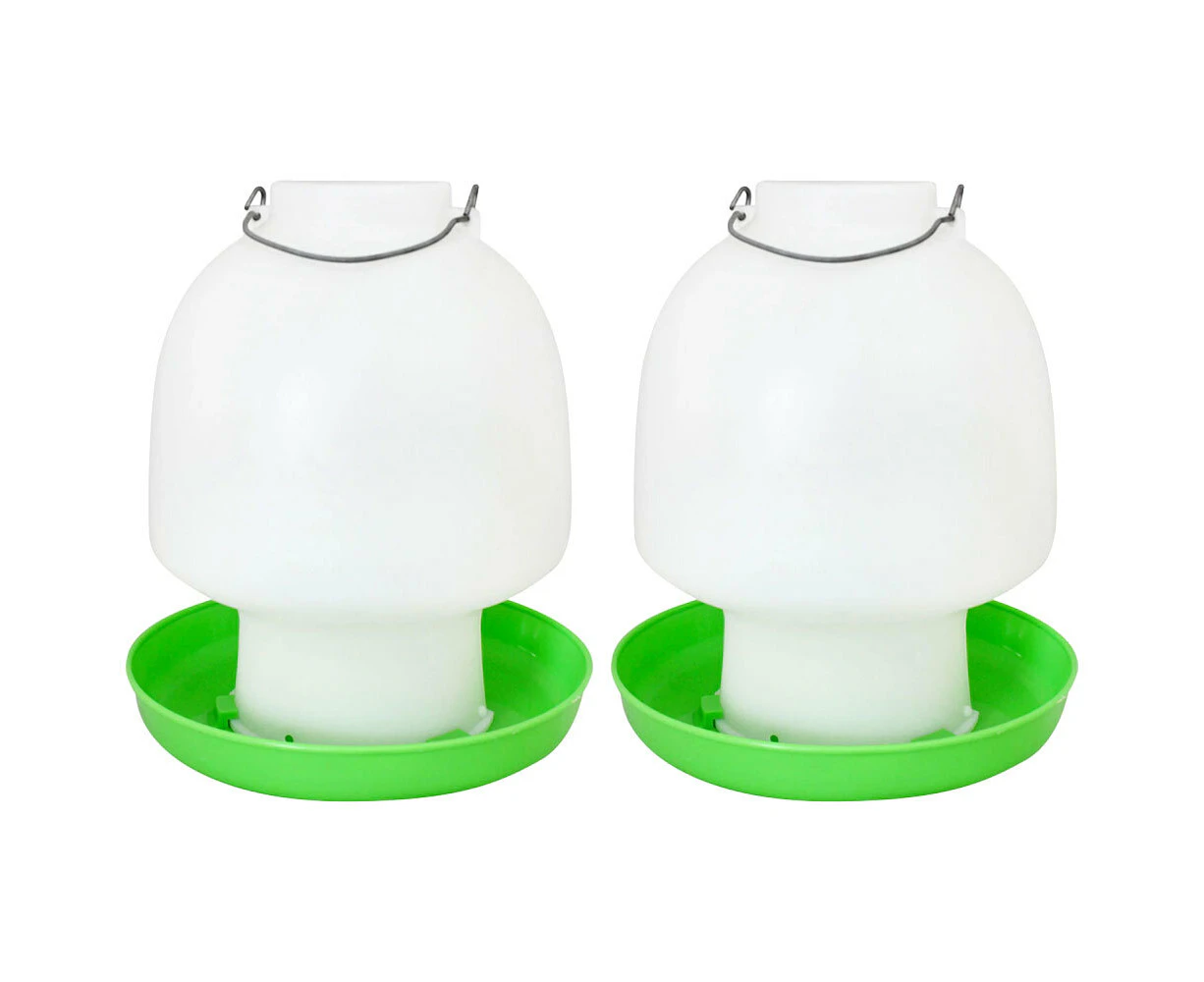 2x 2pc Show Master Green and White Ball Type Poultry/Bird Drinker 115 2.5L