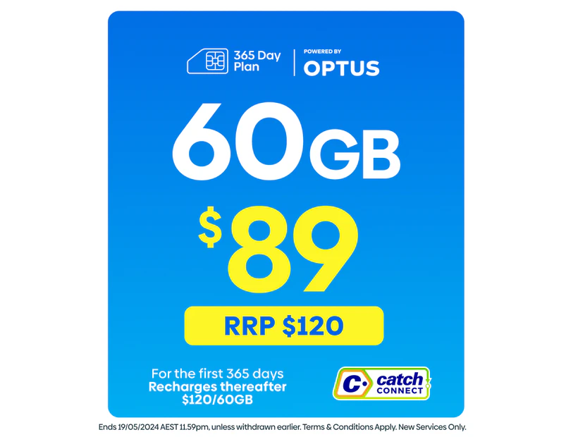 Catch Connect 365 Day Mobile Plan - 60GB (Catch Fest Exclusive)