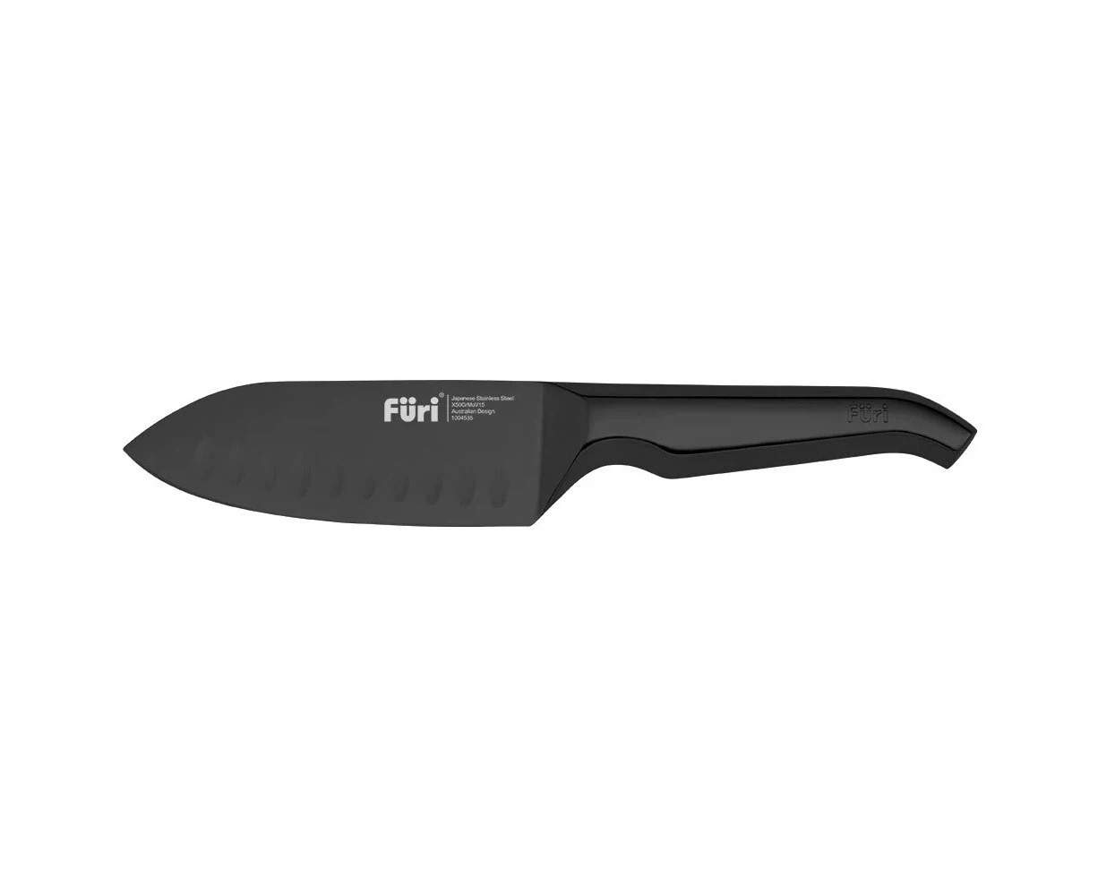 Furi Pro East/West Stainless Steel Santoku Knife Nonslip Jet Black 13cm Blade