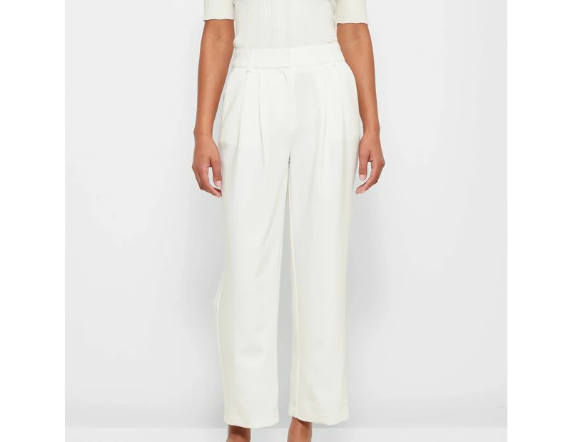 Double Pleat Straight Leg Pants - Preview - White