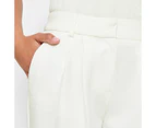 Double Pleat Straight Leg Pants - Preview - White