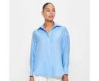 Linen Blend Relaxed Shirt - Preview - Blue