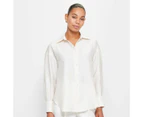 Linen Blend Relaxed Shirt - Preview - White