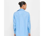 Linen Blend Relaxed Shirt - Preview - Blue