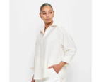 Linen Blend Relaxed Shirt - Preview - White