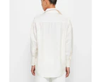 Linen Blend Relaxed Shirt - Preview - White