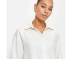 Linen Blend Relaxed Shirt - Preview - White