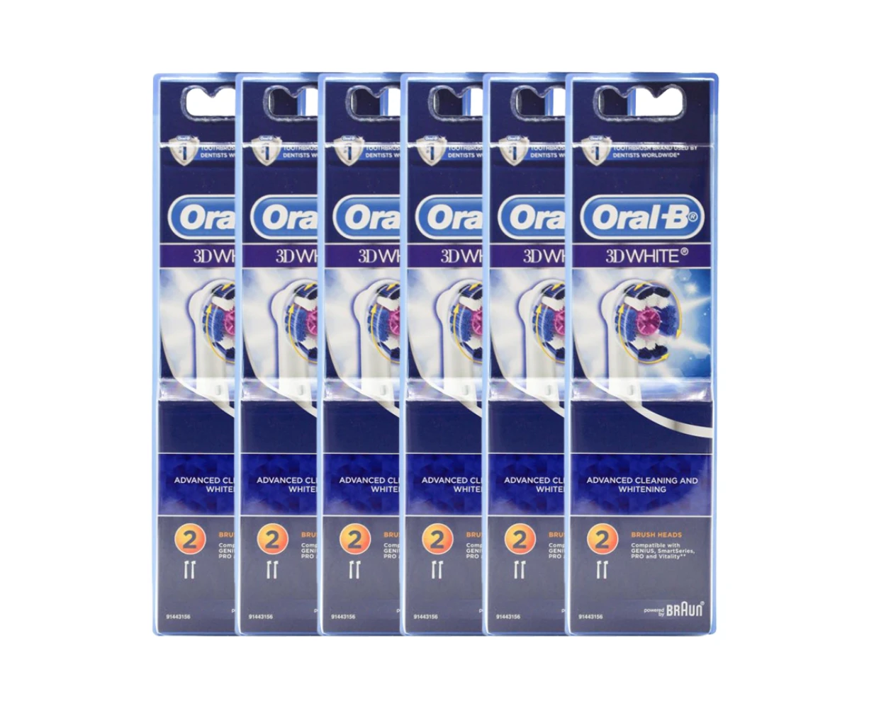 6 x Oral-B 3D White Replacement Electric Toothbrush Heads 2 Pack