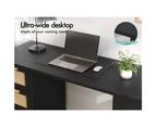 Alfordson Computer Desk Drawers Office Laptop PC Study Table Shelf Black