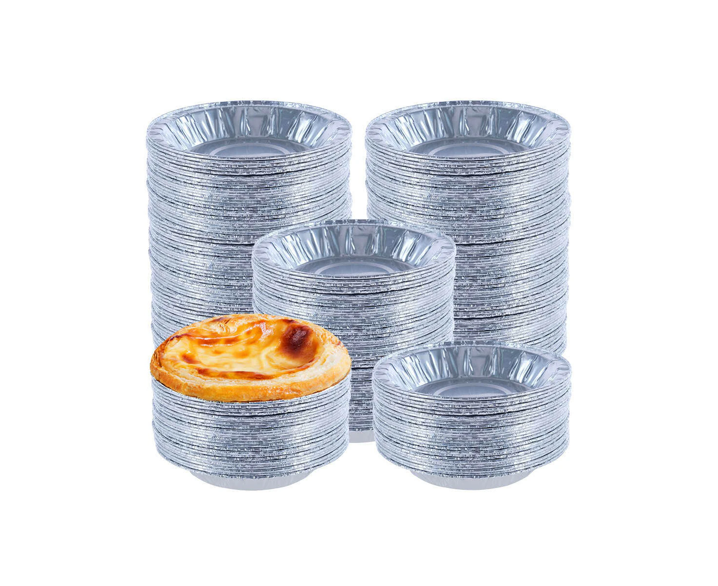 Home Master 600PCE Aluminium Foil Pie Baking Trays 11.5 x 2cm - Silver