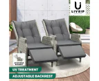 Livsip Recliner Chairs Outdoor Sun lounge Setting Patio Furniture Wicker Sofa 2 Pieces