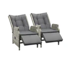 Livsip Recliner Chairs Outdoor Sun lounge Setting Patio Furniture Wicker Sofa 2 Pieces