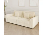 Advwin Sofa 215cm Corduroy Modular Couch Modern Sofa Lounge Comfy Sofa Beige for Living Room with Cushions