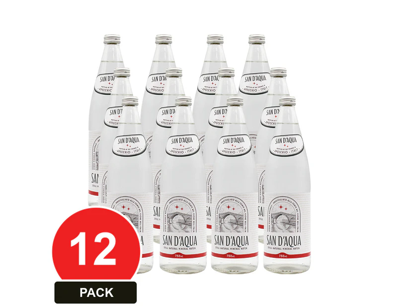 12 Pack, San D'aqua Still Mineral Water 750ml