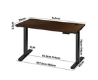 Oikiture 140cm Electric Standing Desk Dual Motor Black Frame Walnut Desktop