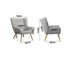 Oikiture Armchair Fabric Upholstered Grey