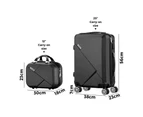 Mazam 2PCS Luggage Suitcase Trolley Set Travel TSA Lock Storage Hard Case Black