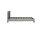 Oikiture Bed Frame Double Size Mattress Base Platform Wooden Slats Grey Fabric