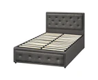 Oikiture Bed Frame King Single Size Gas Lift Base With Storage Grey Fabric