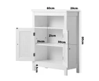 Oikiture Storage Cabinet Floor Cupboard Laundry Bathroom Two Rattan Door White