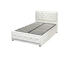 Oikiture Bed Frame King Single Size Gas Lift Base With Storage White Leather