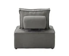 Oikiture 3PCS Modular Sofa Lounge Chair Armless TOFU  Back Linen Grey