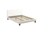 Oikiture Upholstered Platform Bed Frame King Size Bed Frame Headboard Boucle Fabric