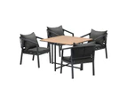 Livsip 5PCS Outdoor Dining Setting Lounge Patio Furniture Wood-Plastic Table Chairs Set